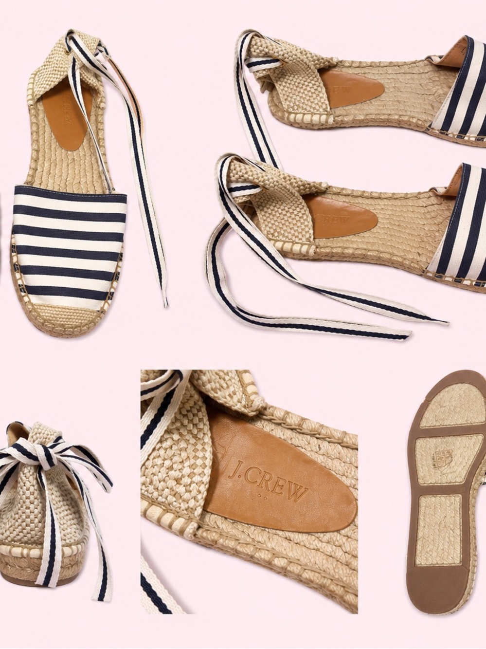 J. Crew Navy & White Striped Espadrilles - SIZE 11 - Coastal Preppy Vibes